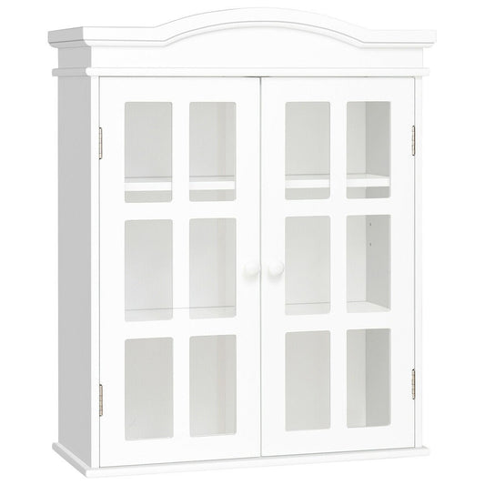 Wall-Mount Bathroom Double Doors Shelved Storage Cabinet, White at Gallery Canada