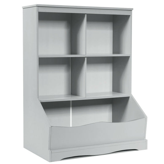 3-Tier Children's Multi-Functional Bookcase Toy Storage Bin Floor Cabinet, Gray at Gallery Canada