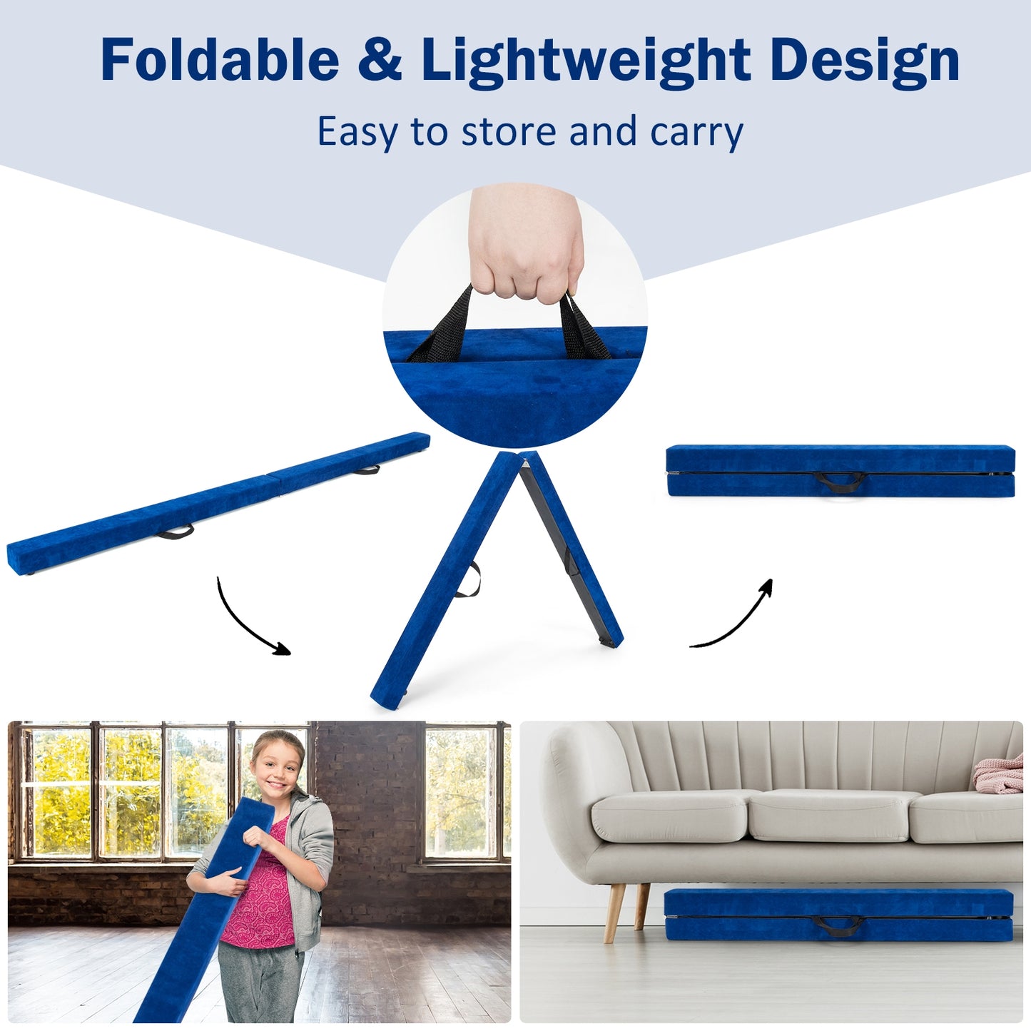 7 Feet Folding Portable Floor Balance Beam, Blue Toy Sports at Gallery Canada