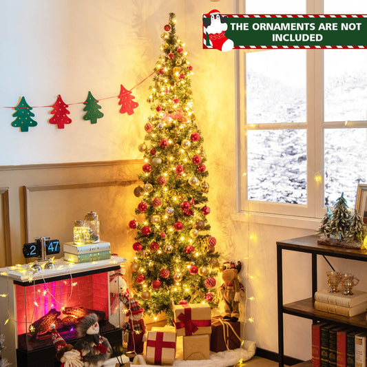 7 Feet Prelit Half-Shape Christmas Tree, 150 Lights, Green Christmas Tree Green at Gallery Canada