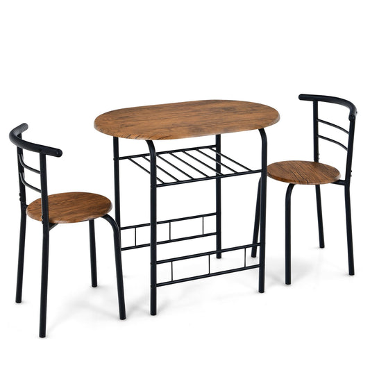 3-Piece Space-Saving Bistro Set for Kitchen and Apartment, Brown