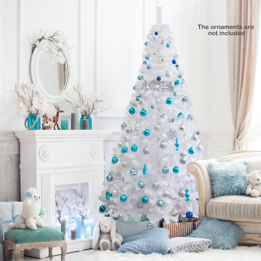 7 ft Christmas Tree, Solid Metal Stand, White