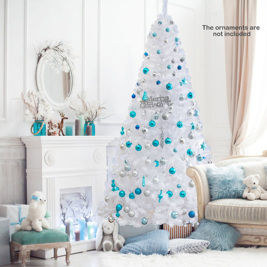 8 ft Christmas Tree, Solid Metal Stand, White