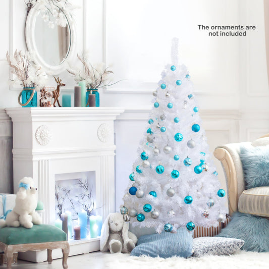 5 ft Artificial PVC Christmas Tree, Solid Metal Stand, White