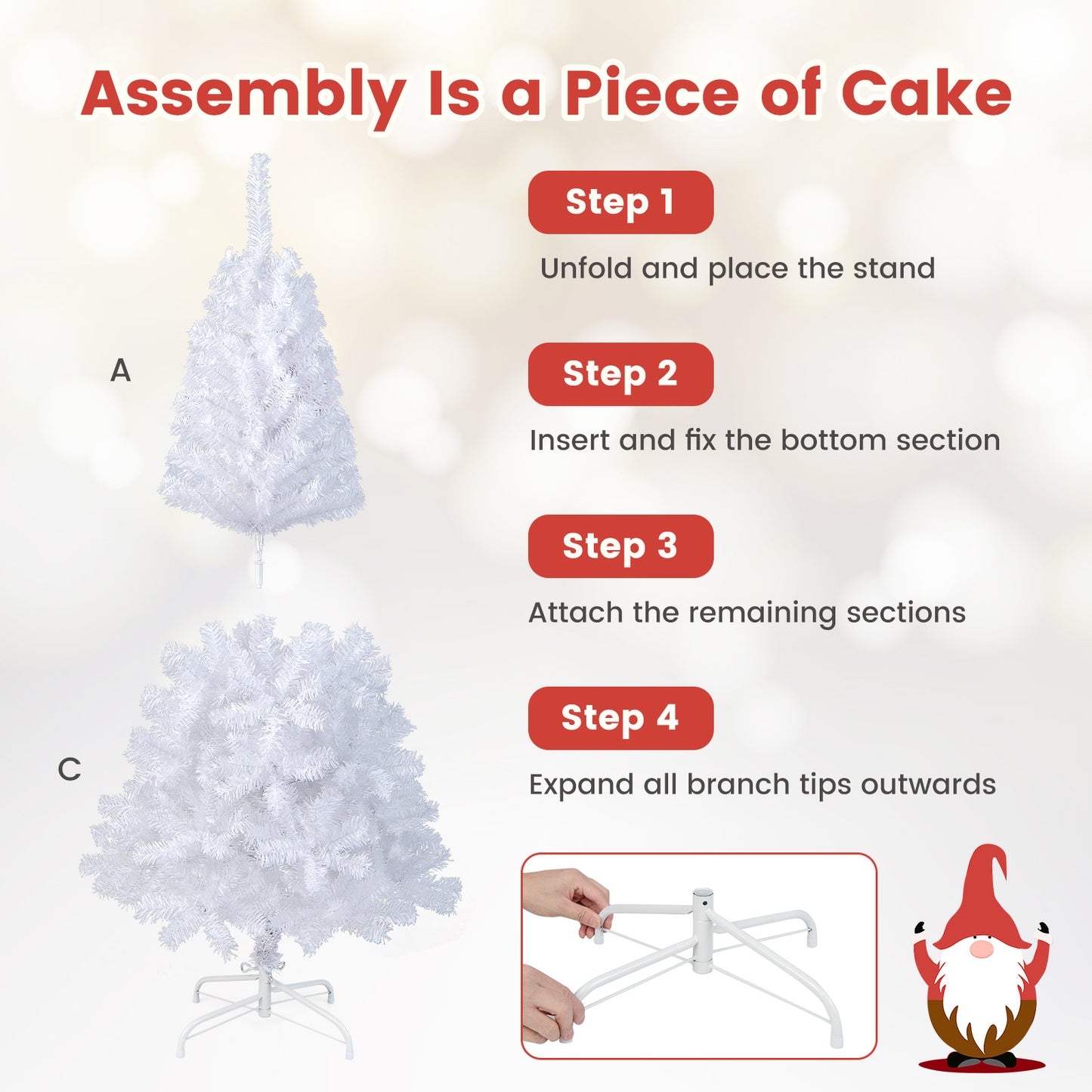 5 ft Artificial PVC Christmas Tree, Solid Metal Stand, White Christmas Tree at Gallery Canada