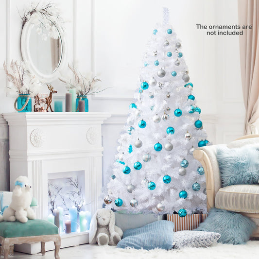 6 ft Christmas Tree, Solid Metal Stand, White