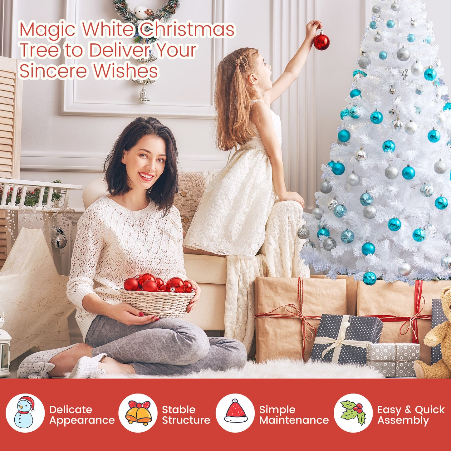 6 ft White Christmas Tree with Solid Metal Stand-6 ft, White Christmas Tree at Gallery Canada