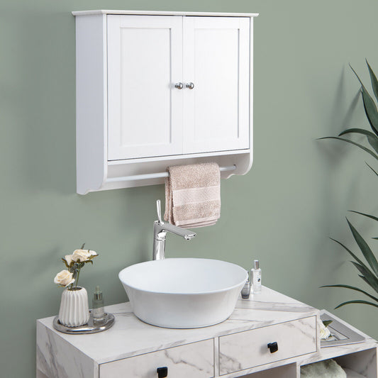Wall Mounted Bathroom Medicine Cabinet With Towel Bar, White Wall Cabinets White at Gallery Canada