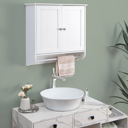 Wall Mounted Bathroom Storage Medicine Cabinet with Towel Bar, White at Gallery Canada