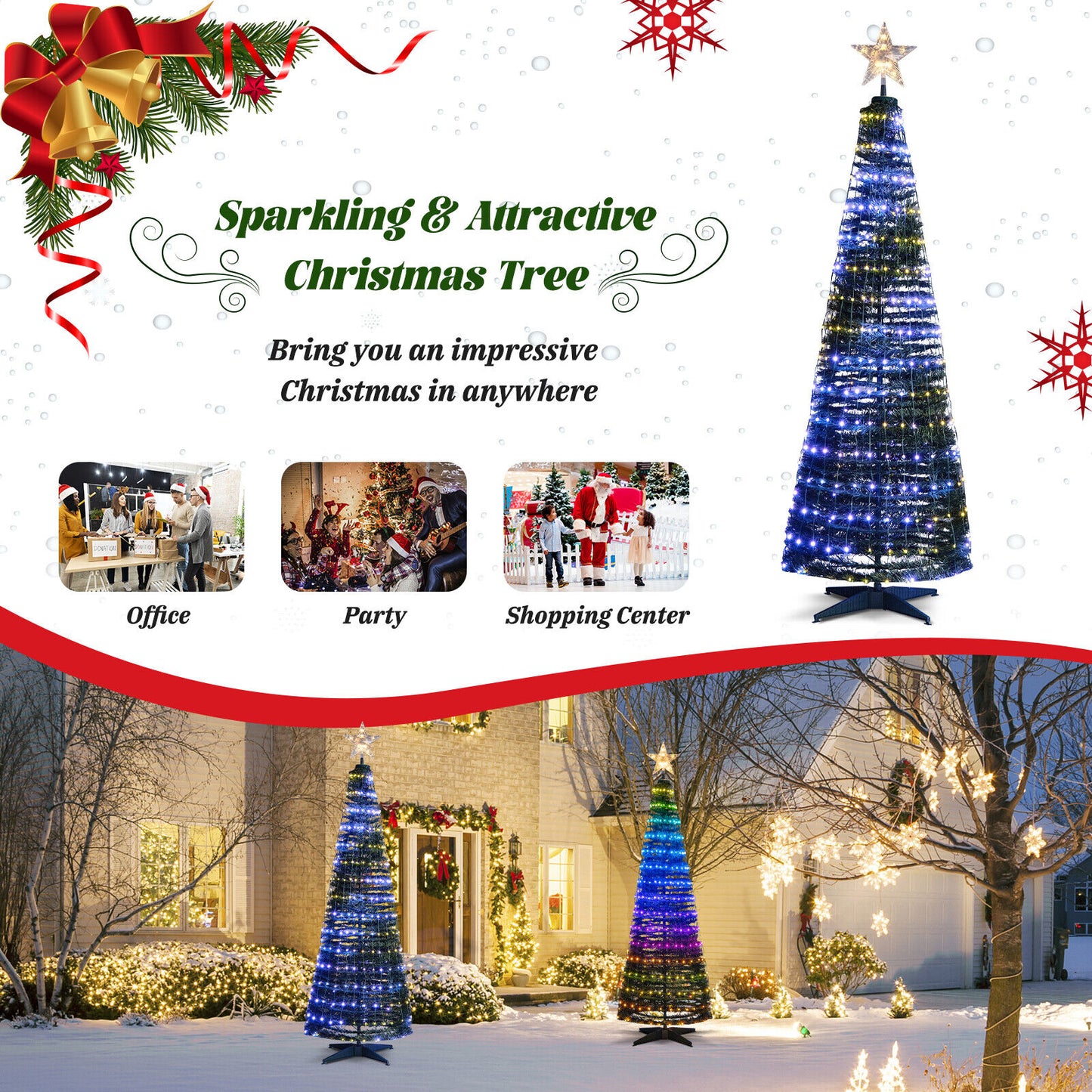 6.2 Feet Pop-Up Christmas Tree, 282 RGB LED Lights, Green Christmas Tree at Gallery Canada