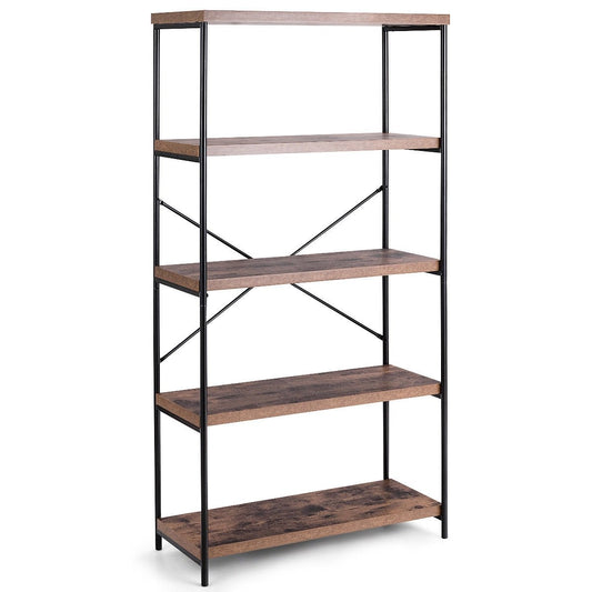 Multipurpose Open Bookcase Industrial Rack Wide Standing Storage Shelf, Brown at Gallery Canada