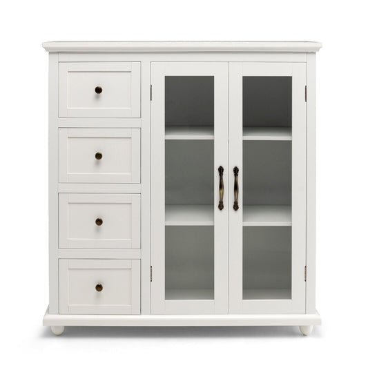 Buffet Sideboard Table Kitchen Storage Cabinet with Drawers and Doors, White at Gallery Canada