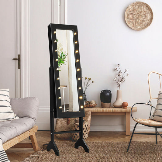 Mirrored Jewelry Cabinet Armoire Organizer, Black Jewelry Armoires Black at Gallery Canada