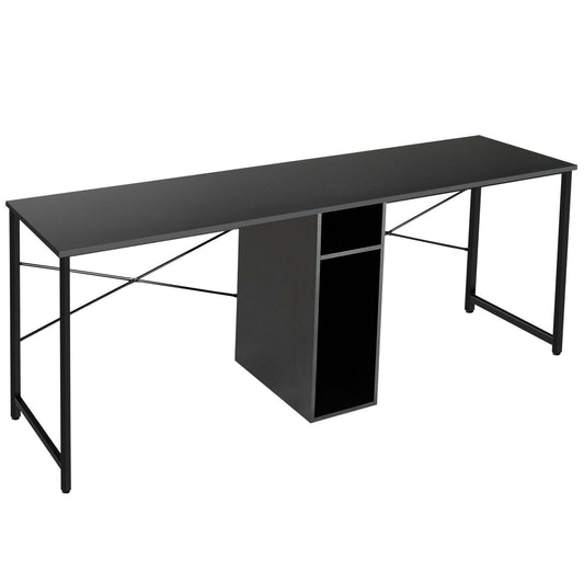 79 Inch Multifunctional Office Desk for 2 Person with Storage, Black at Gallery Canada