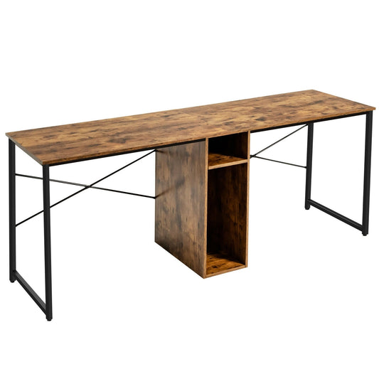 79 Inch Multifunctional Office Desk for 2 Person with Storage, Brown at Gallery Canada