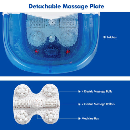 Portable All-In-One Heated Foot Bubble Spa Bath Motorized Massager-Blue and Withe, White at Gallery Canada