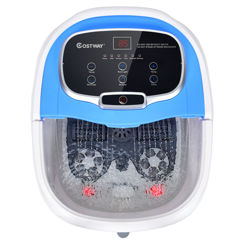 Portable All-In-One Heated Foot Bubble Spa Bath Motorized Massager, Blue