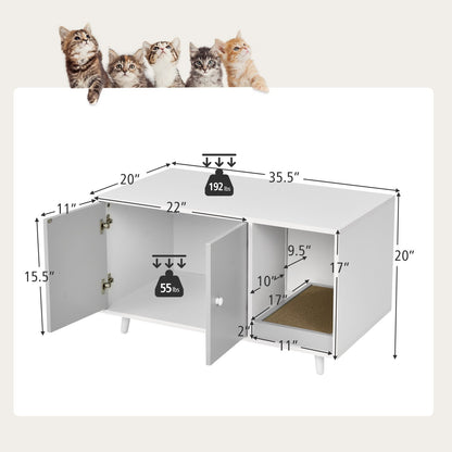 Cat Litter Box Enclosure with Divider and Double Doors, Gray at Gallery Canada