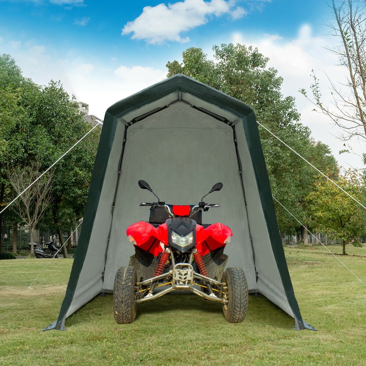 Outdoor Carport Shed with Sidewalls and Waterproof Ripstop Cover-6 x 8 ft at Gallery Canada