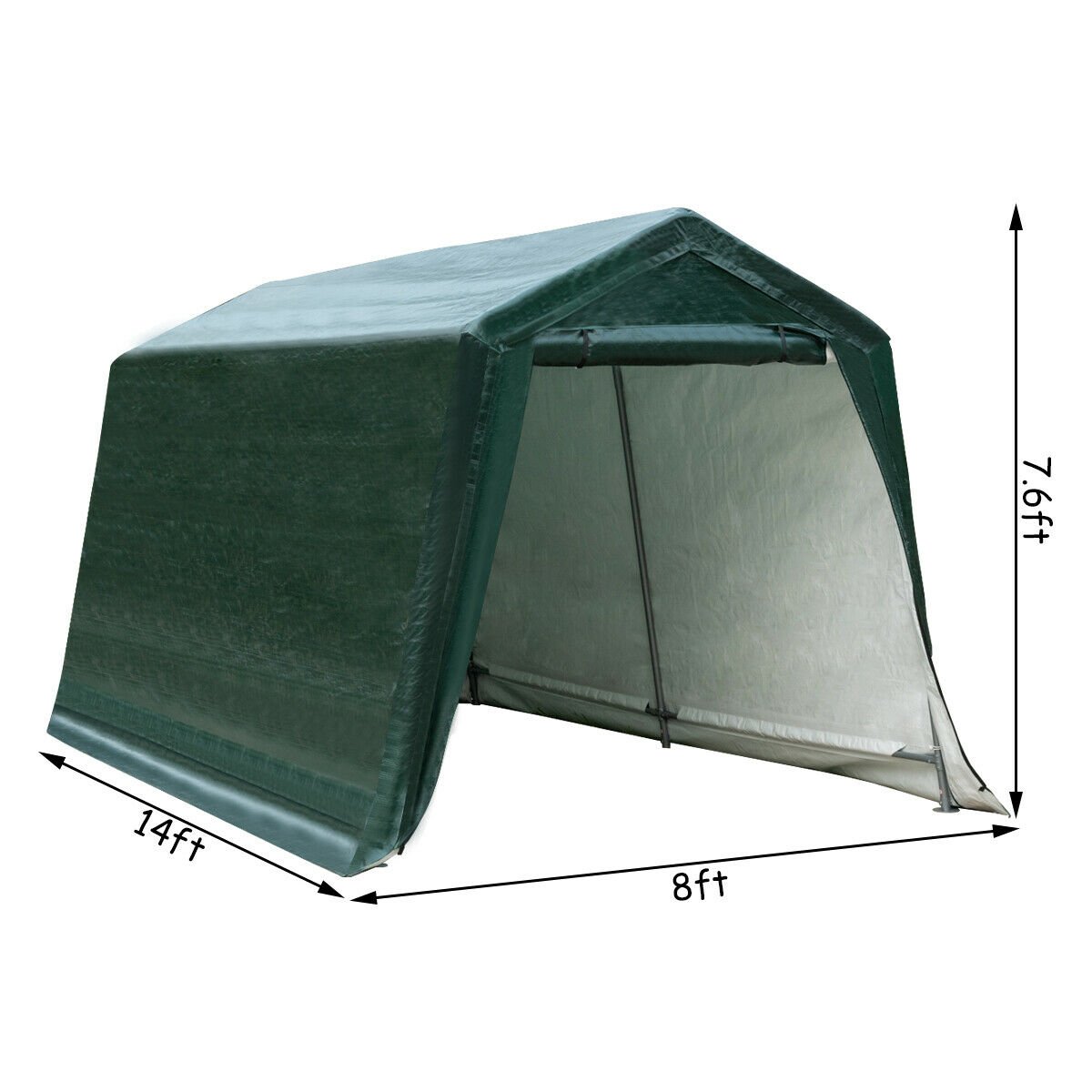 Outdoor Carport Shed with Sidewalls and Waterproof Ripstop Cover-8 x 14 ft, Green at Gallery Canada