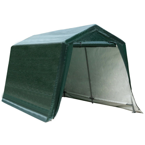 Outdoor Carport Shed with Sidewalls and Waterproof Ripstop Cover-8 x 14 ft, Green