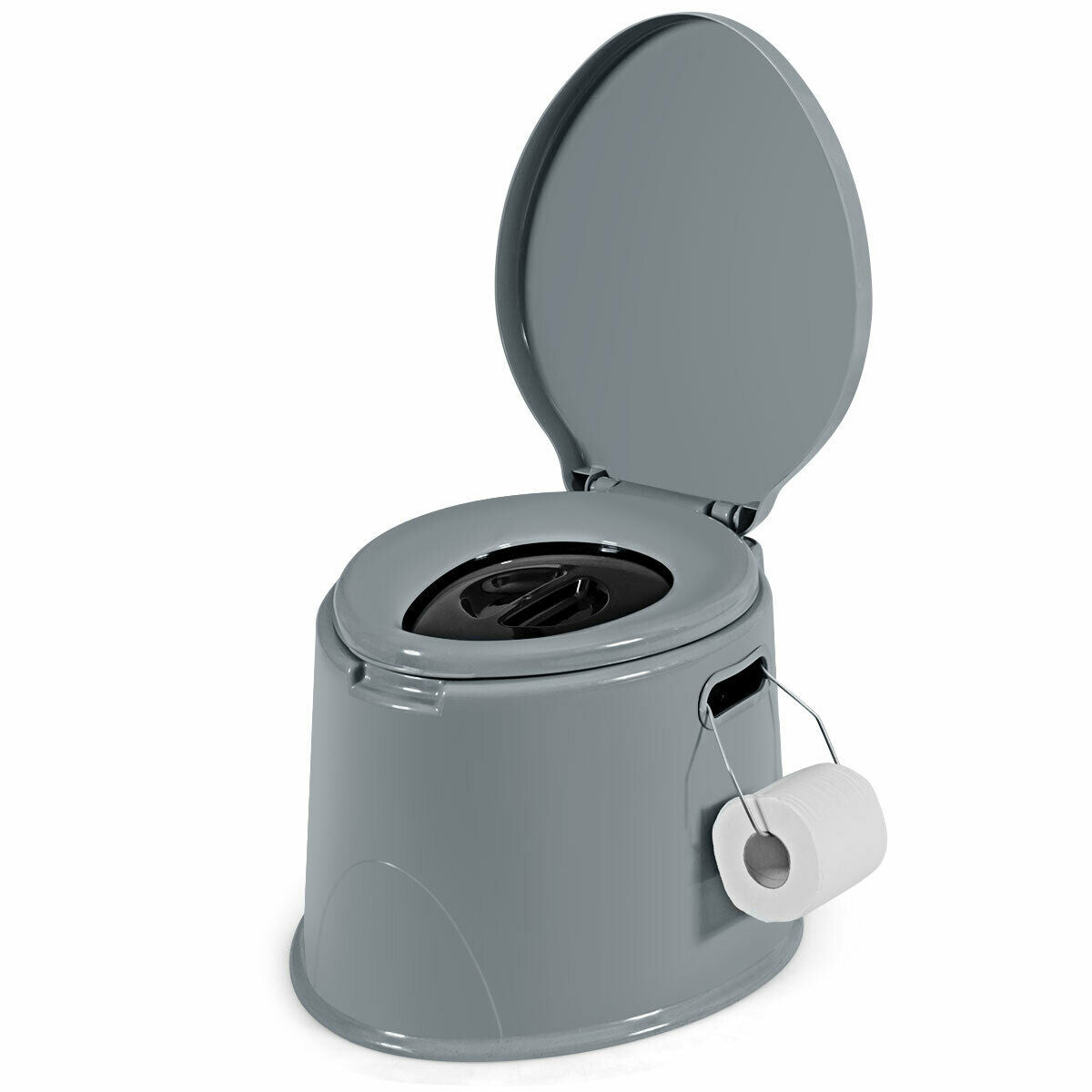 5L Portable Travel Toilet with Paper Holder for Outdoor, Gray Portable Toilets & Showers at Gallery Canada
