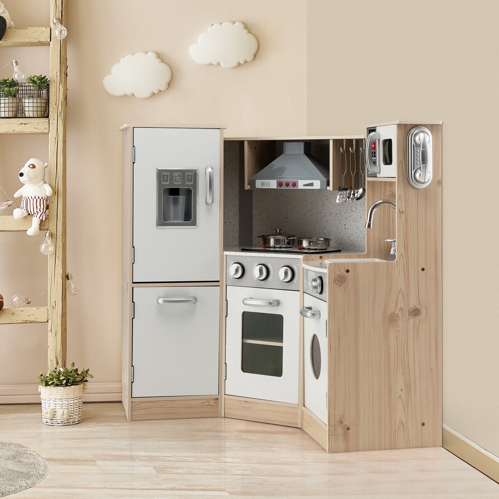Kids Corner Wooden Kitchen Playset with Cookware Accessories, Multicolor at Gallery Canada