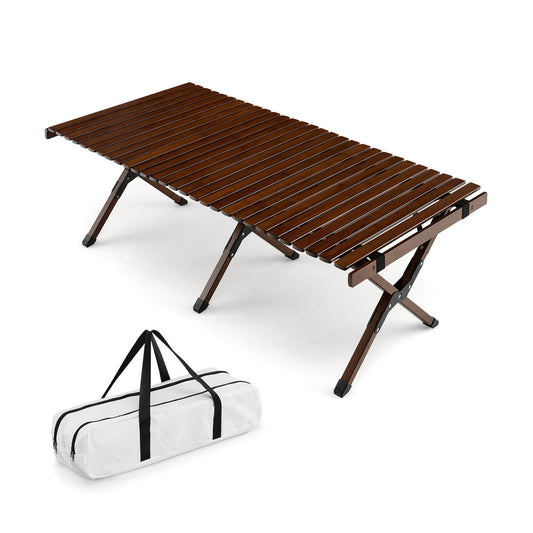 Portable Picnic Table with Carry Bag for Camping and BBQ, Brown