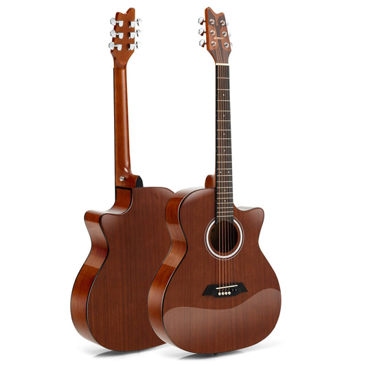 41 Inch Full Size Acoustic Guitar with Sapele Body Strap Picks, Brown at Gallery Canada