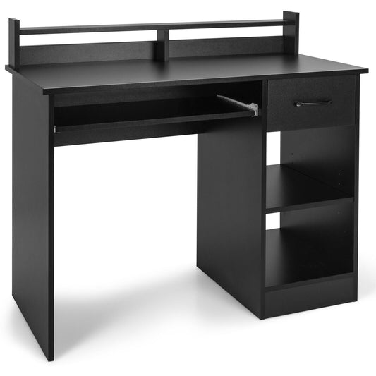 Study Laptop Table with Drawer and Keyboard Tray, Black
