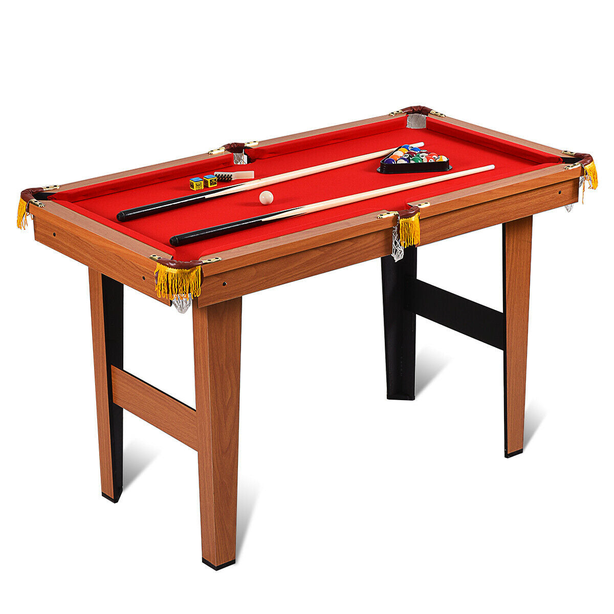 48 Inch Mini Table Top Pool Table Game Billiard Set, Red Game Room at Gallery Canada
