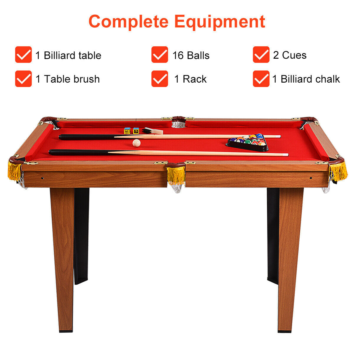 48 Inch Mini Table Top Pool Table Game Billiard Set, Red Game Room at Gallery Canada