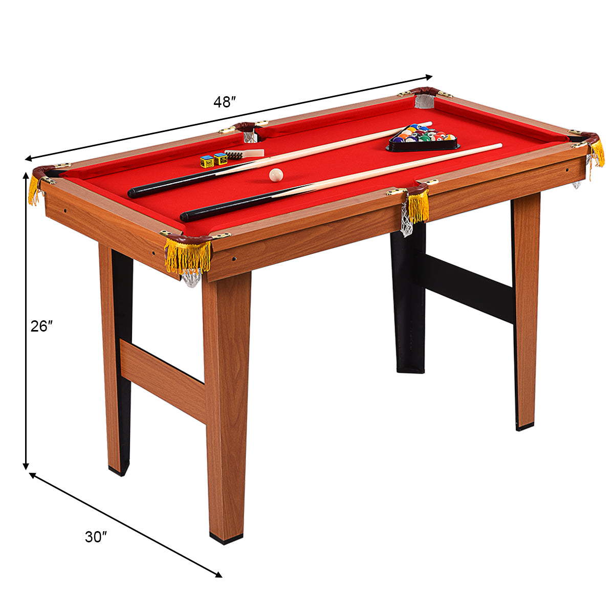 48 Inch Mini Table Top Pool Table Game Billiard Set, Red Game Room at Gallery Canada