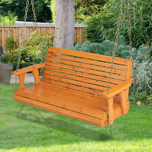 2-Person Wooden Porch Swing With Hanging Chains, Orange Porch Swings Orange at Gallery Canada
