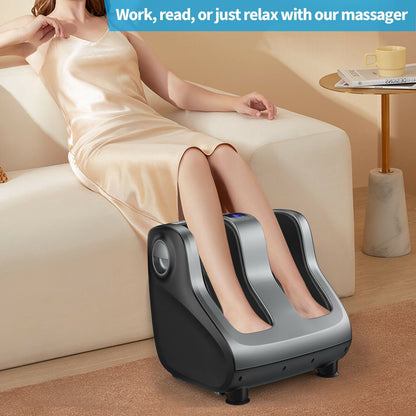 Shiatsu Foot and Calf Massager with Compression Kneading Heating and Vibrating , Gray