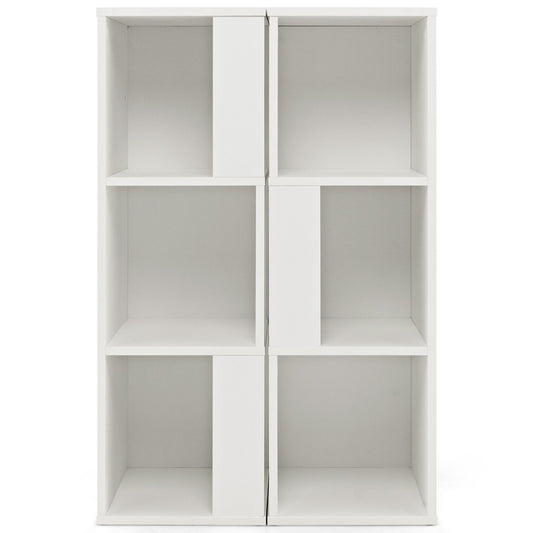 3-Tier 6 Cube Freestanding Bookcase with Anti-toppling Device, White