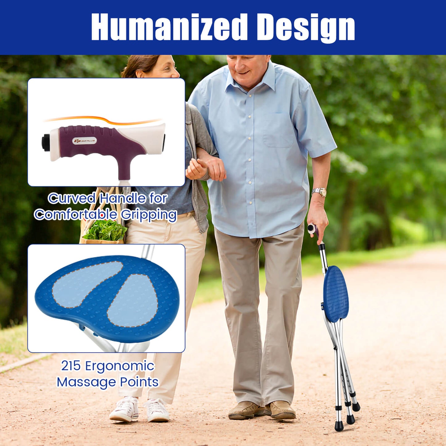 Lightweight Adjustable Folding Cane Seat, Silver Walkers & Rollators at Gallery Canada