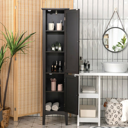 Freestanding Bathroom Storage Cabinet for Kitchen and Living Room, Black