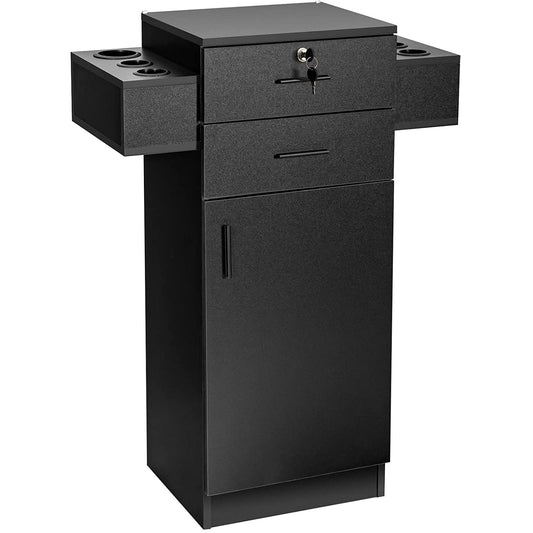 Salon Station Storage Cabinet with 6 Hair Dryer Holders for Hair Stylist, Black at Gallery Canada