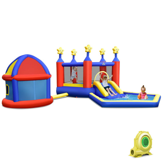 Kids Inflatable Bouncy Castle with Slide Large Jumping Area Playhouse and 735W Blower - Gallery Canada
