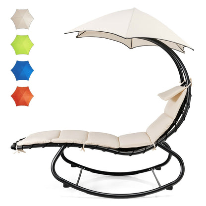Hammock Chair with Shade Canopy and Built-in Pillow, Beige at Gallery Canada