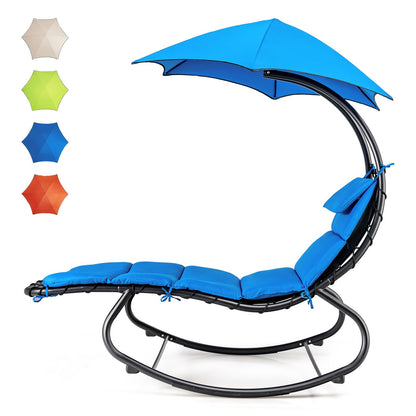 Hammock Chair with Shade Canopy and Built-in Pillow, Navy