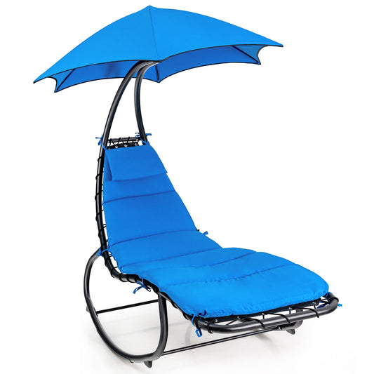 Hammock Chair with Shade Canopy and Built-in Pillow, Navy