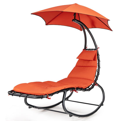 Hammock Chair with Shade Canopy and Built-in Pillow, Orange