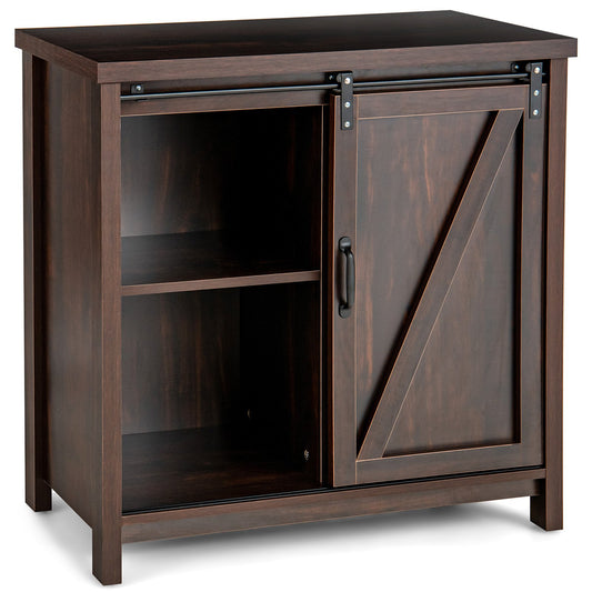 Freestanding Kitchen Buffet Storage Cabinet with Sliding Barn Door, Brown at Gallery Canada