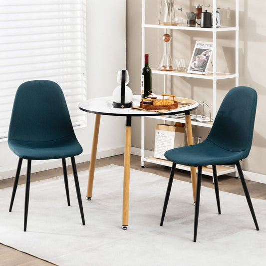 Set Of 2 Dining Chairs, Metal Legs, Black, Blue Dining Chairs Blue at Gallery Canada