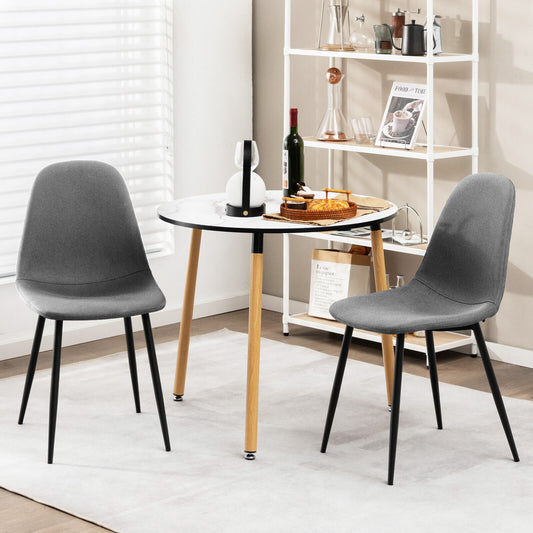Dining Chairs Set of 2, Metal Legs, Gray, Black
