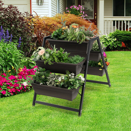 3-Tier Vertical Raised Garden Bed, 5 Plant Boxes, Brown Raised Garden Beds Brown at Gallery Canada