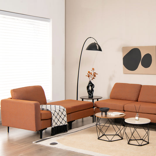 Modular L-Shaped Sectional Sofa, Reversible Chaise, 2 USB Ports, Orange Sofas & Loveseats Orange at Gallery Canada