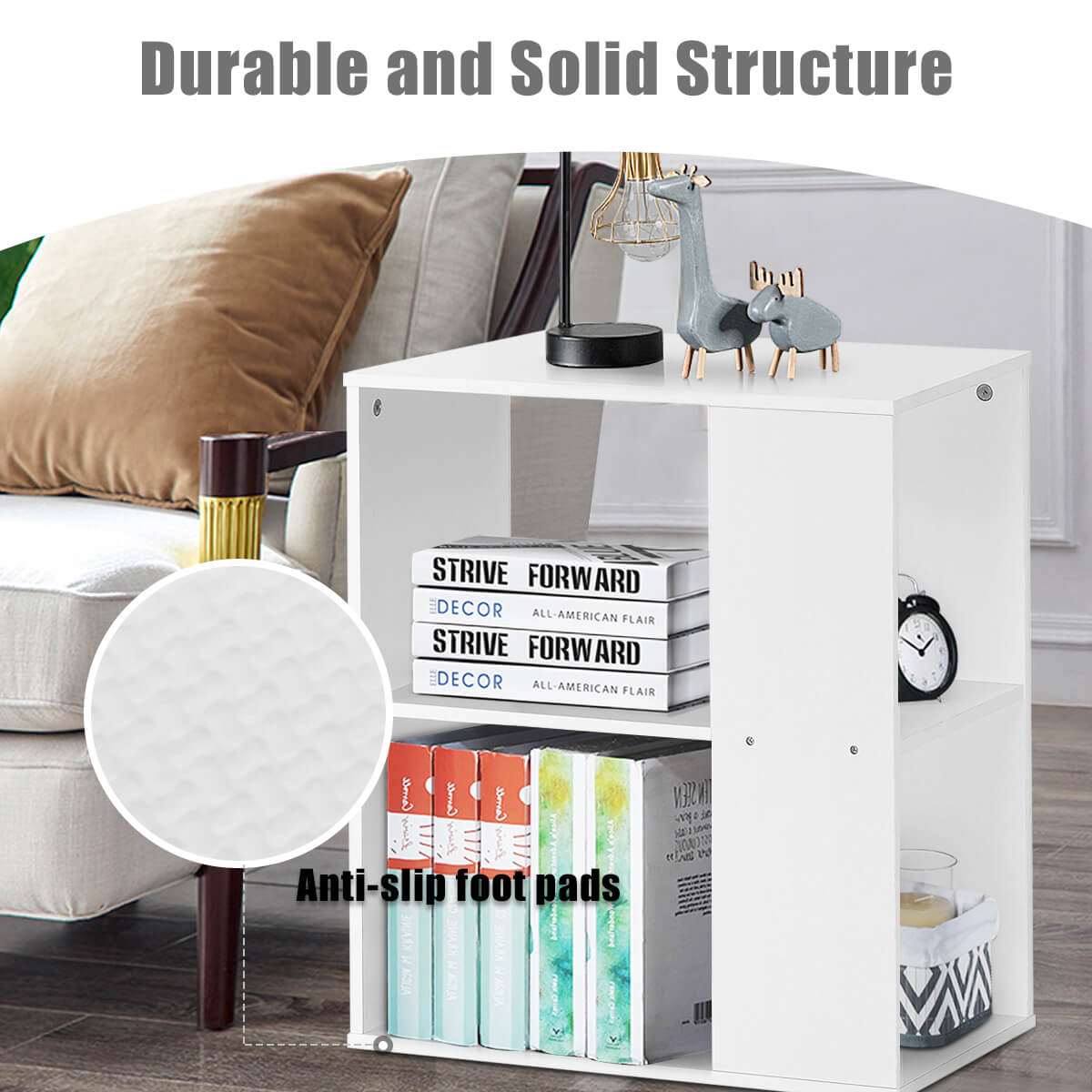 3-Tier Side End Table, Storage Shelves, White End & Side Tables at Gallery Canada